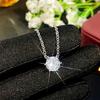 Huitan Simple and Elegant 6 Claw Cubic Zirconia Pendant Necklace for Women Daily Wear Fashion Versatile Female Neck Accessories