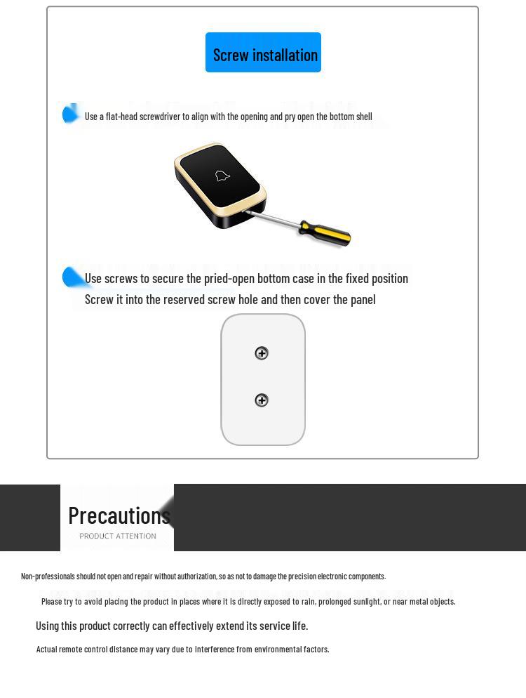 Battery-Free Wireless Doorbell: Long-Range Smart System with 2 Transmitters & 2 Receivers, Waterproof.