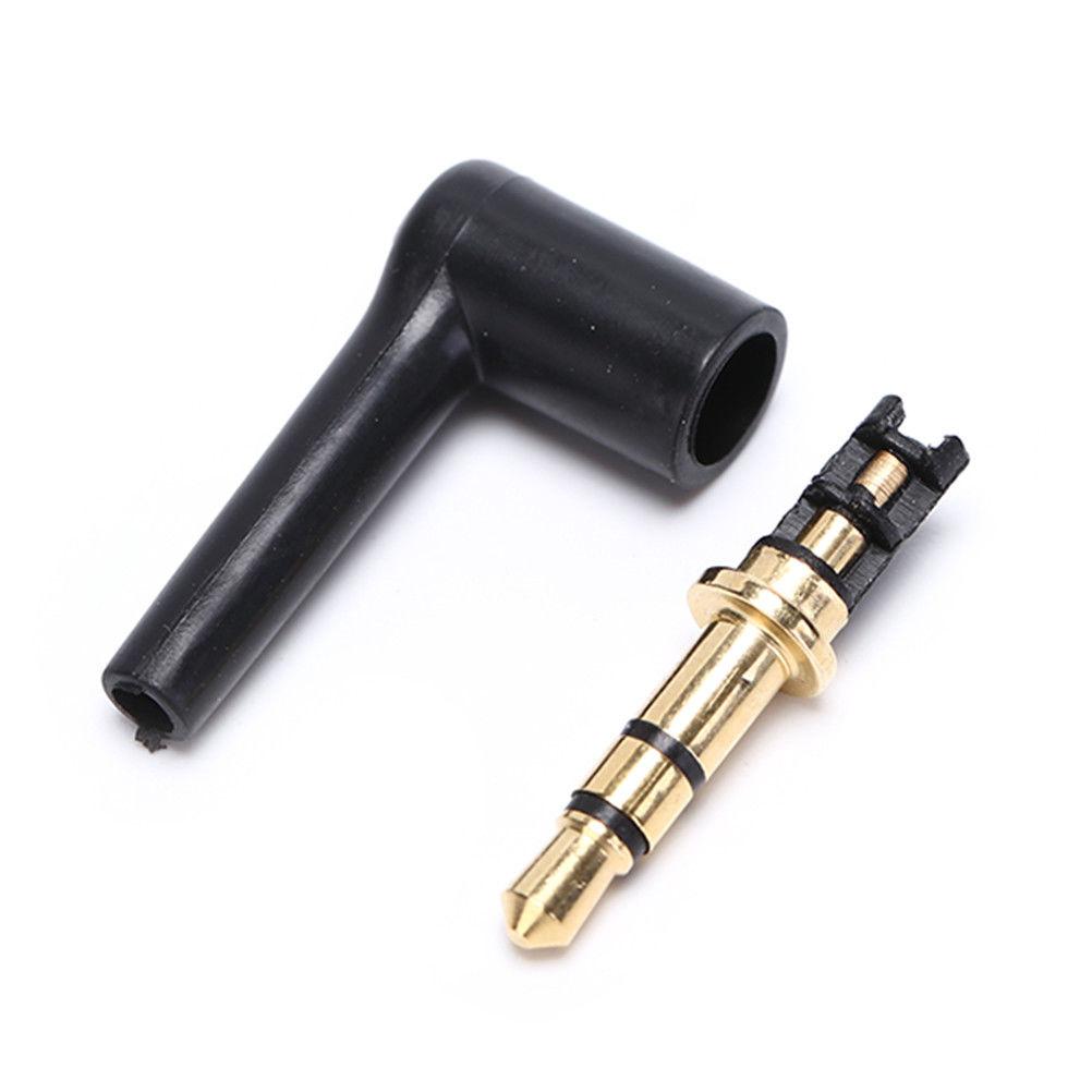 Male 90 Right Angle Degree L-shaped Stereo Headphone Plug Repair Earphones Jack Audio Soldering 3/4 Pole 3.5mm