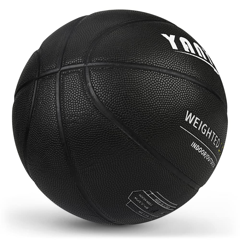 YANYODO Basketball 7 Ball Heavy Weight PU Leather Skill Training Practice Use Student Gift Black No. Outdoor/Indoor Adult/High School/College 1.0kg