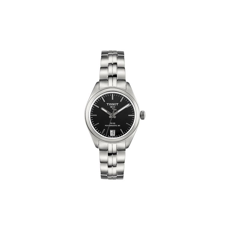 Tissot Men's Black Pr100 Automatic Mechanical Movet 100M Water Resistant Watch 33Mm Dial Stainless Steel Case Stainless Steel Bracelet T101.207.11.051.00