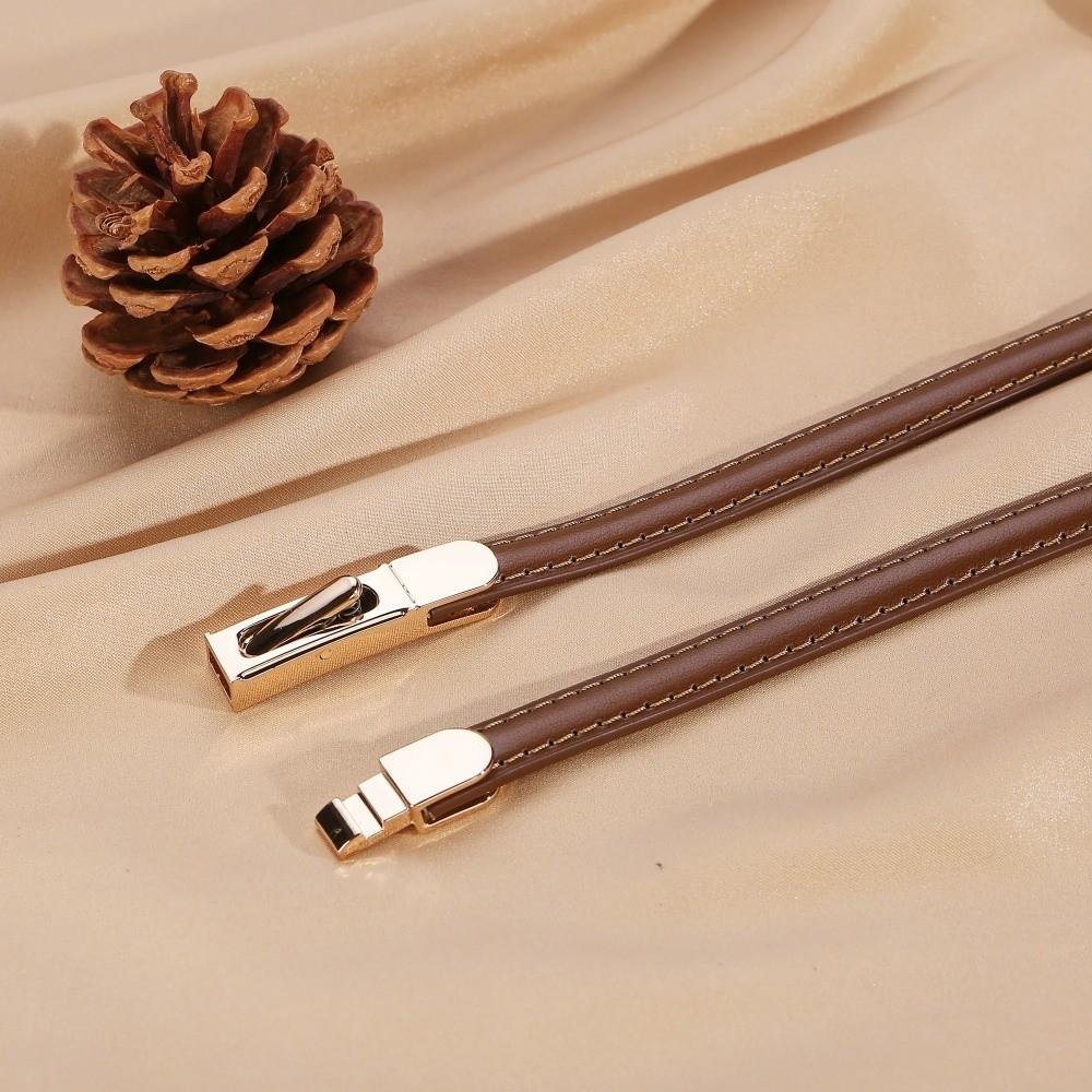 Luxury Ladies Slim Waist Belt Retro Adjustable Length Skinny Belt Spring Buckle Design Dress Belt for Dress Trousers Jeans Pants