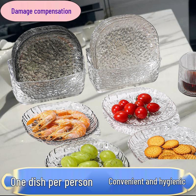 Water Ripple Bone Spit Plate - Plastic Table Dish for Fruit, Snacks, and Dried Fruit
