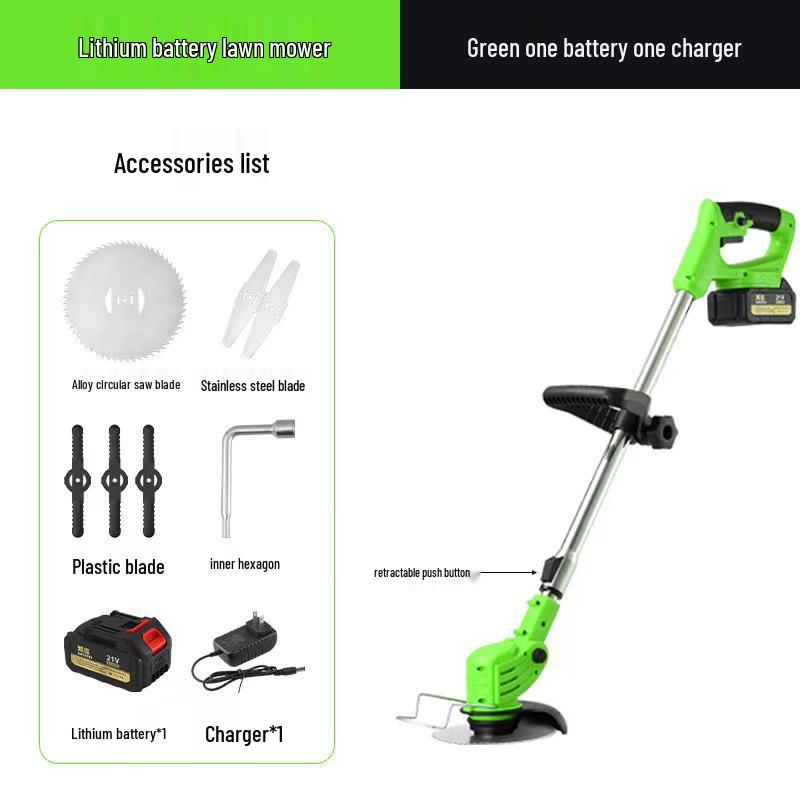 High-Power Rechargeable Electric Lawn Mower with Lithium Battery and String Trimmer