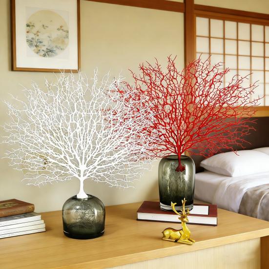 Künstlicher Korallenast 16,5" Simulation Meereskorallenast Falsche Aquarienverzierung für Fischtank Landschaft Hochzeit Heimdekoration