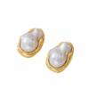 Exquisite Irregular Baroque Pearl Stud Earrings for Women Girls Vintage Gold Color Metal Edged Earrings Jewelry Accessories