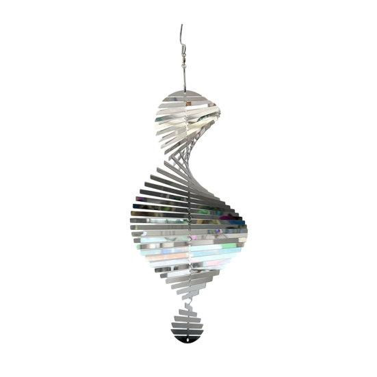 Stainless Steel Spiral Reflective Wind Hook 3D Wind Spinner Hanging Spinner with Wind