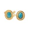 Exquisite Retro Blue Turquoise Bracelet and Ring Set - Women's Unique Gold Jewelry