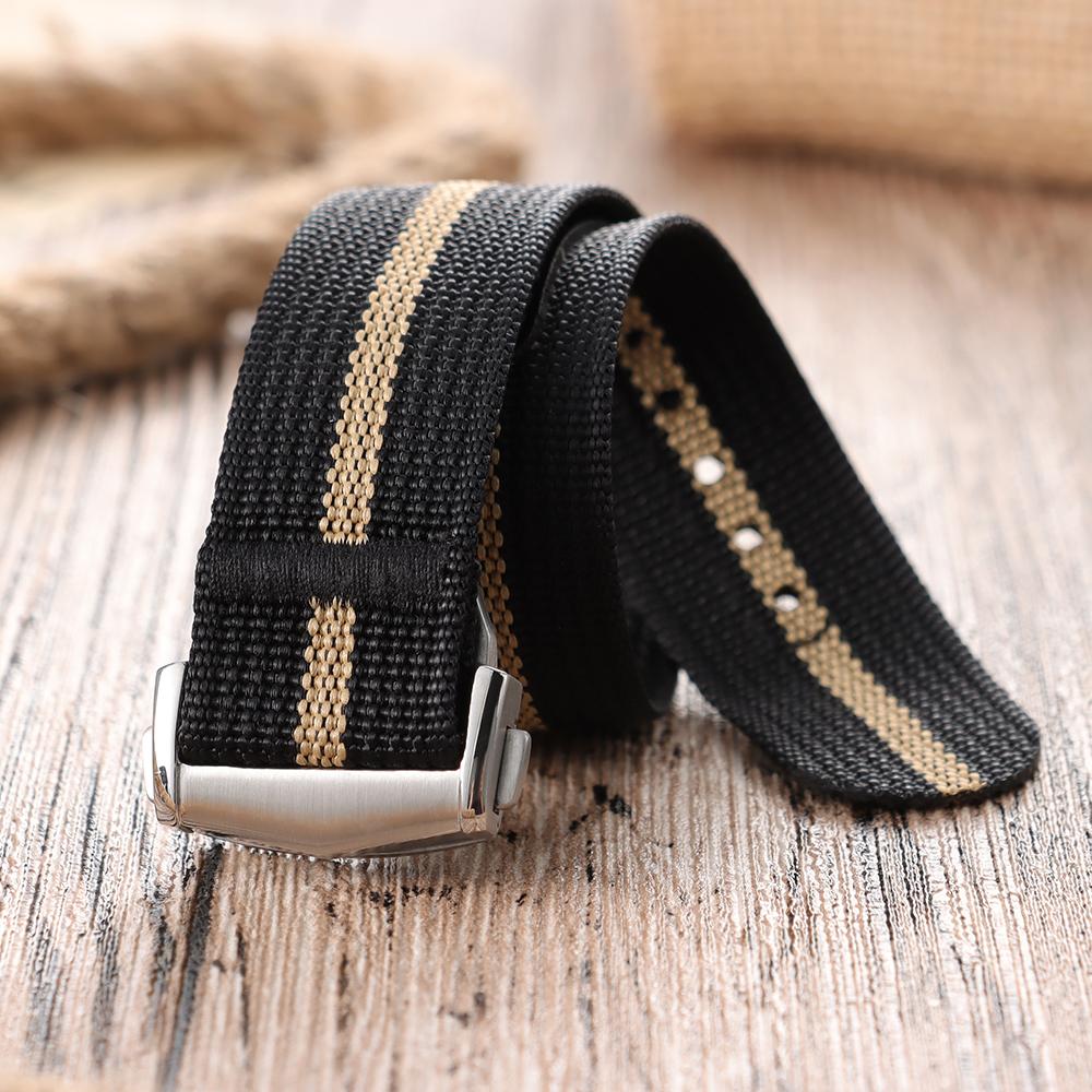 Premium Ribbed Watch Band Deployant Clasp Nylon 20mm 22mm Watch Strap for Omega Folding Buckle Watchband Sport Wristband For Men