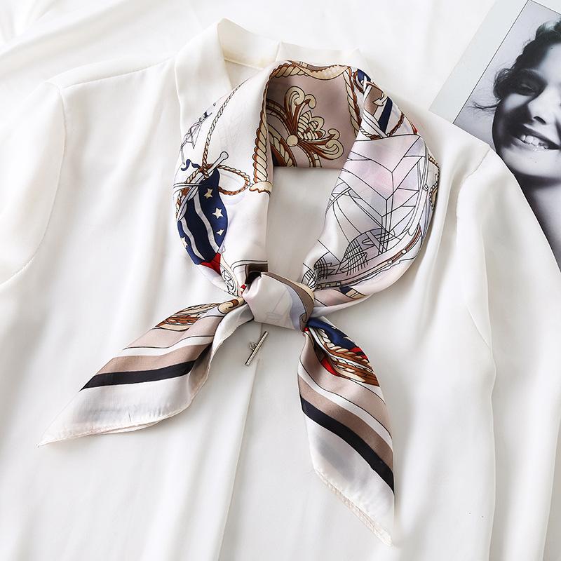New Luxury Design 70*70Cm Horse Print Silk Square Scarf Women Soft Satin Hairband Neckerchief Office Hijab Headband Foulard Gift
