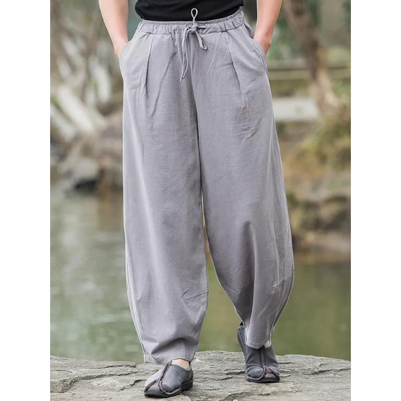 Baggy Pants Men Casual Wide Leg Oversize Jogger Trousers Vintage Drawstring Sport Sweatpants Male