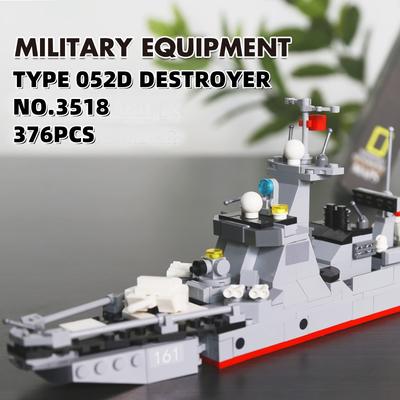 376 Teile 052D Raketenzerstörer Militärisches Bausteinmodell Spielzeug für Kinder Jungen Kinder Geschenke Kleine Partikel