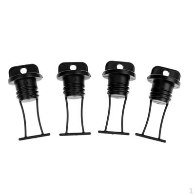4 Pieces Black Plastic Thread Hull Drain Plug Universal For Kayaks Canoes Boats