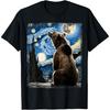 Artystyczna Koszulka Niedźwiedź Styl Van Gogha Gwieździsta Noc Niedźwiedź Grizzly T-Shirt