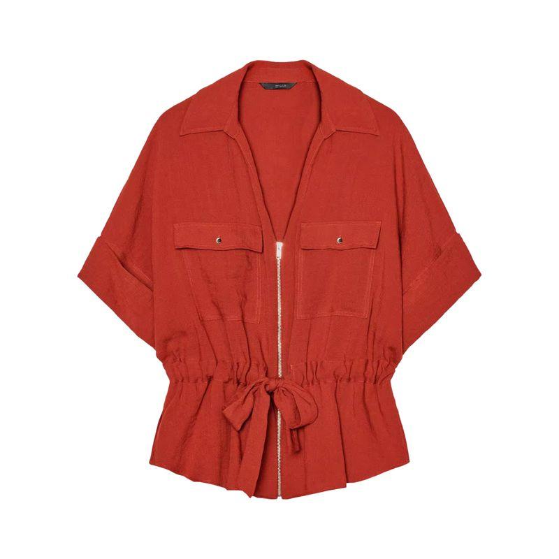 Zaprha 2025 New Arrival Waist-Tight Stylish Travel Hunting Lapel Short Sleeve Casual Shirt for Women 2273741