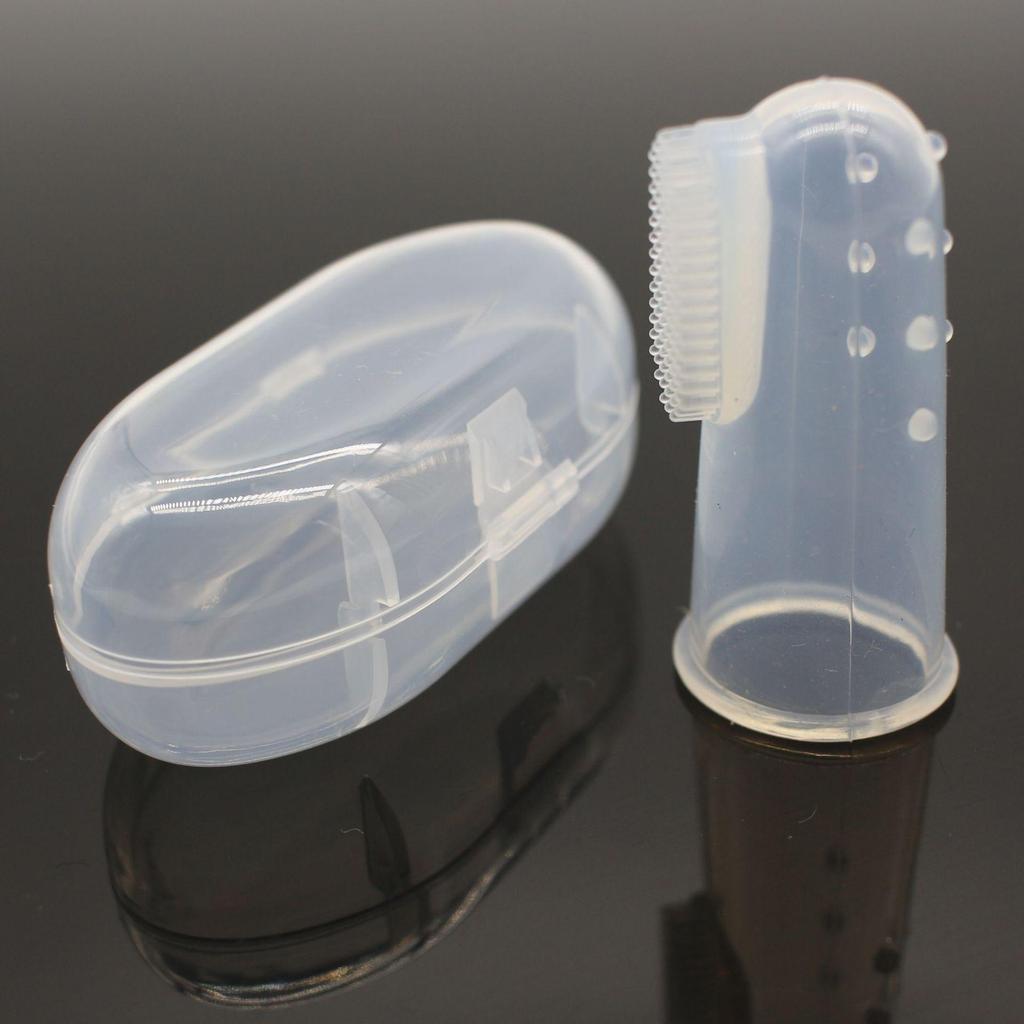 Mjuk Silikon Baby Finger Tandborste & Tungskrapa