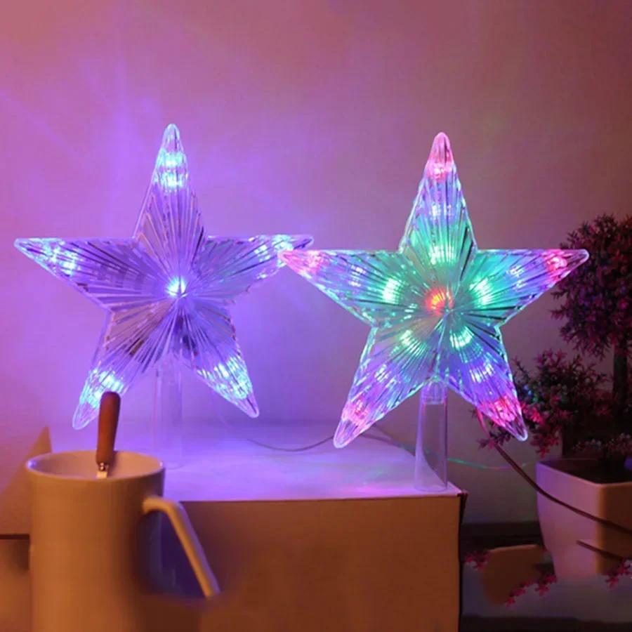 LED Pentagram Christmas Tree Top Lights New Year Decoration Garland Fairy Lights Party Wedding Christmas Decoration