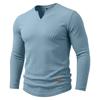 Mens Long Sleeve V Neck Casual T Shirt Basic Top