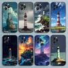 Anime Lighthouse Phone Case For iPhone 17,16,15,14,13,12,11,Pro,Max,Plus,E,SE4,Air,Mini Black Soft Cover