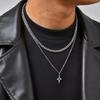 Hip-hop 2pcs Star Necklace for Men Boys,Trendy Stainless Steel Silver Color Four-point Star Stacked Chokers Gift