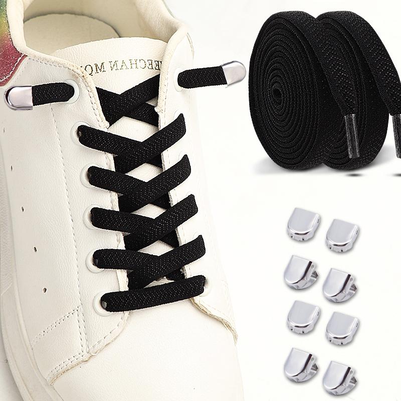 2 пары эластичных шнурков без завязывания для детей и взрослых - Быстрые шнурки для ленивых спортивных кроссовок, легко надеваемые, аксессуары для обуви