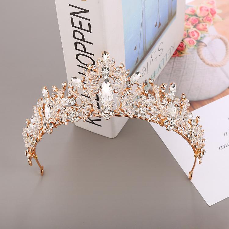 Brudkrona Legering Handgjord Pärlbeströdd Exklusiv Krona Kristall Strass Drottning Födelsedag Pannband
