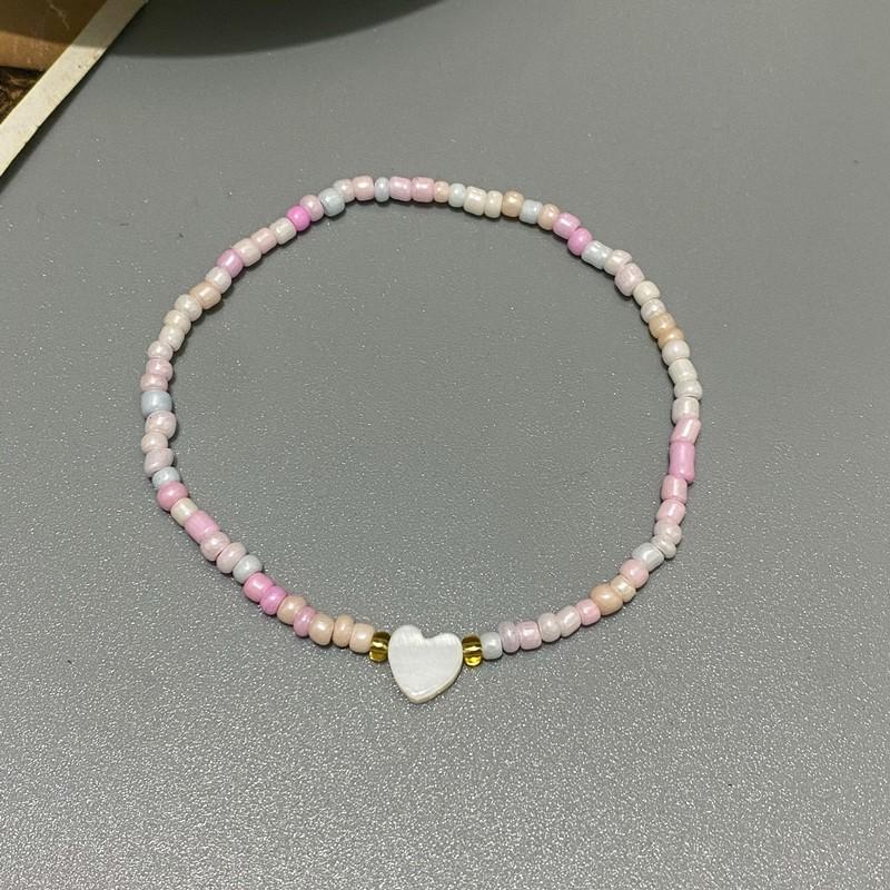Small Glasses Beads Bracelet for Girl Women Nature Shell Love Heart Hand Jewelry Gift for Friend