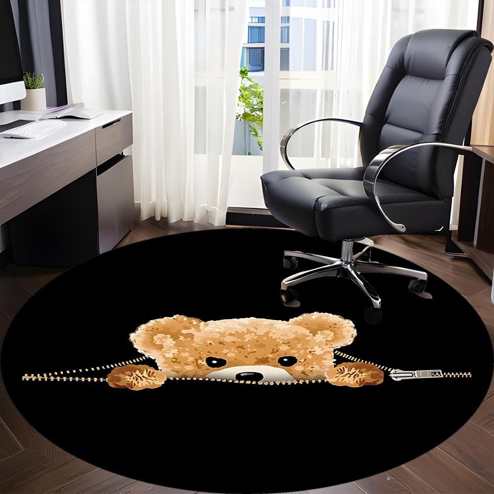 1pc Teddy Bear Carpet for Office Non-Slip, Round Carpet, Soft & Comfortable, Carpet for Office, Lightweight Round Floor Mat
