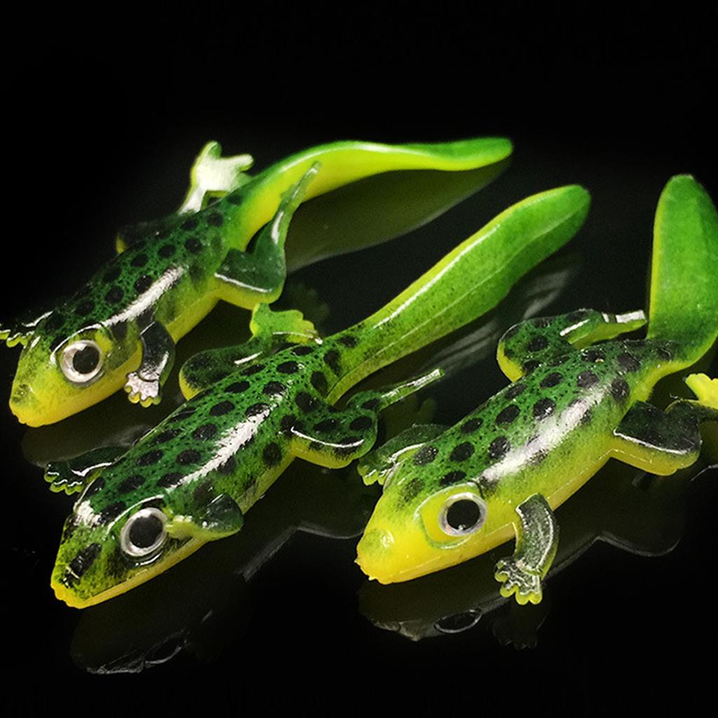 5pcs Simulated Giant Salamander Floating Lures Green Lizard Silicone Bait Swimbait Artificial Bait Fishing Accessories