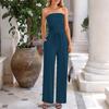 Women Strapless Knit Crop Top and Wide Leg Pants Set Casual Lounge Two Piece Outfit Soft Stretch Fabric Comfortable Fit