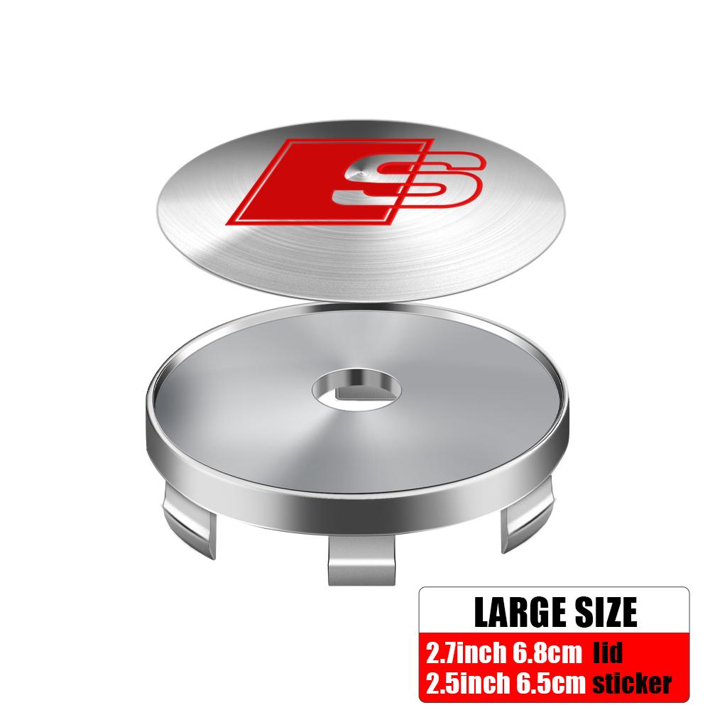 Für Audi A5 4 Stück Auto Radnabenkappen Auto Felgenabdeckung für Audi A3 8P A4 A6 C6 B8 Sline RS B6 B5 B4 B3 A1 A2 A7 A8 C5 C7 Q1 Q2 Q3 Q4 Q5