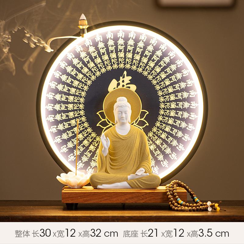 Buda Heykeli Tathagata Buda Figürü Sakyamuni Büyük Buda Heykeli Seramik Lamba Çemberi Tütsülük İçin Özelleştirilmiş Sundurma Ev Dekorasyonu