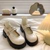 Black muffin platform small leather shoes women's 2025 autumn new Japanese jk retro with skirt Mary Jane single shoes