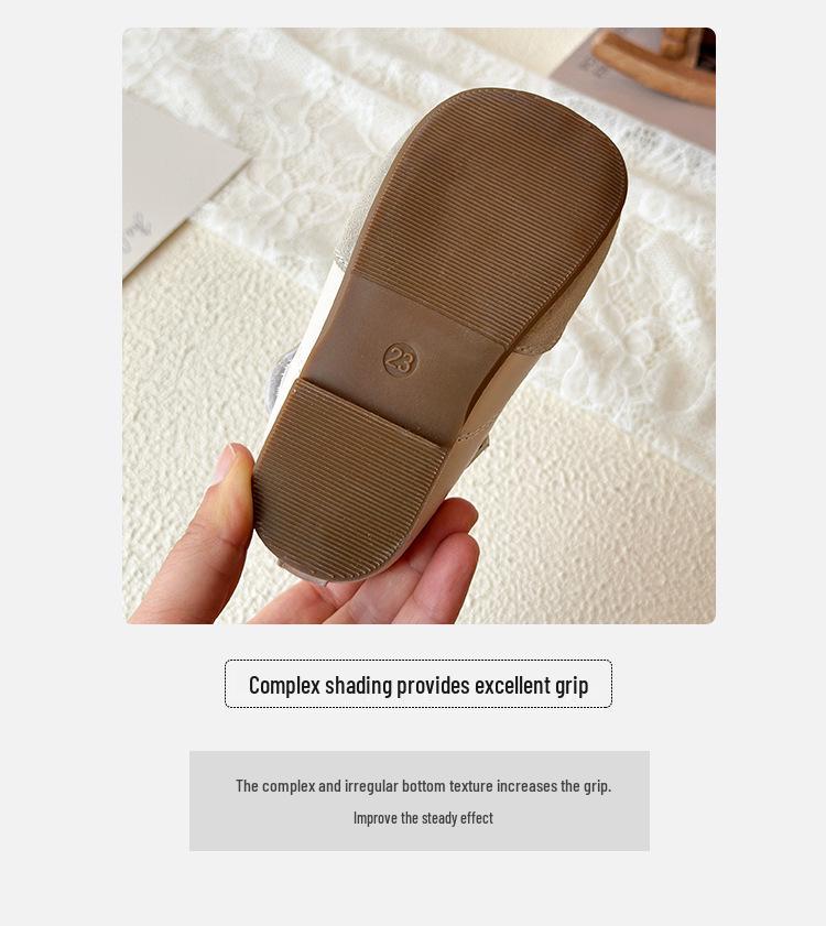 Girls' 2026 Spring/Autumn Mary Jane Leather Moccasins - Soft Sole Princess Shoes for Kids