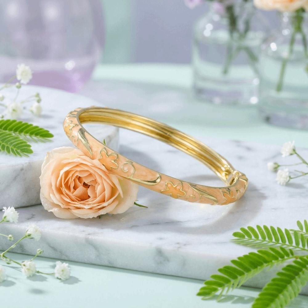 Fresh and Sweet Oil Drop Bracelet Five-Petal Flower Enamel Dropped Glaze Bangle  Minimalist Jewelry