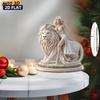 2D Flat Lion Statue Acrylic Desktop Decoration, White Lion & Woman Design, Home Decor Plaque Hanging Wall Art Decorative Garden Decoration for Room Do