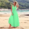 Women's Fashion Summer Backless V-neck Sleeveless Strappy Solid Color Dress