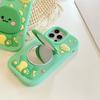 For iPhone 16 Pro Max Silicone Case Cute Dinosaur Mirror Design Shockproof Phone Back Cover