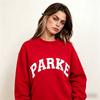 Womens Loose Fit Crewneck Sweatshirt Cotton Embroidered Casual Top Students