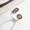 Grey  Geometric Ring Women Minimalist Design Silver Color Square Finger Rings Asymmetrical Zircon Daily Wear Jewelry