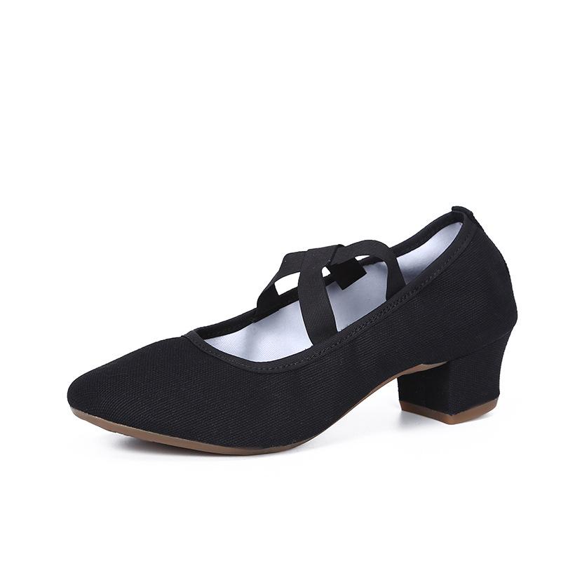 Square Dance Shoes Shallow Elastic Band Dance Leather Shoes Beef Tendon Soft Sole Breathable Mother Performance Shoes Dancing Women's Shoes 2025