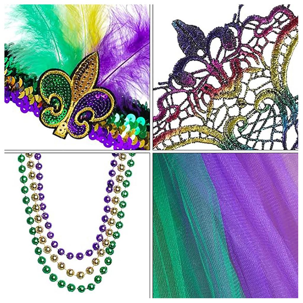Mardi Gras Celebration Costume Hat Masquerade Mask Festival Theme Party Sequins Headband Boa Carnival Party Accessories