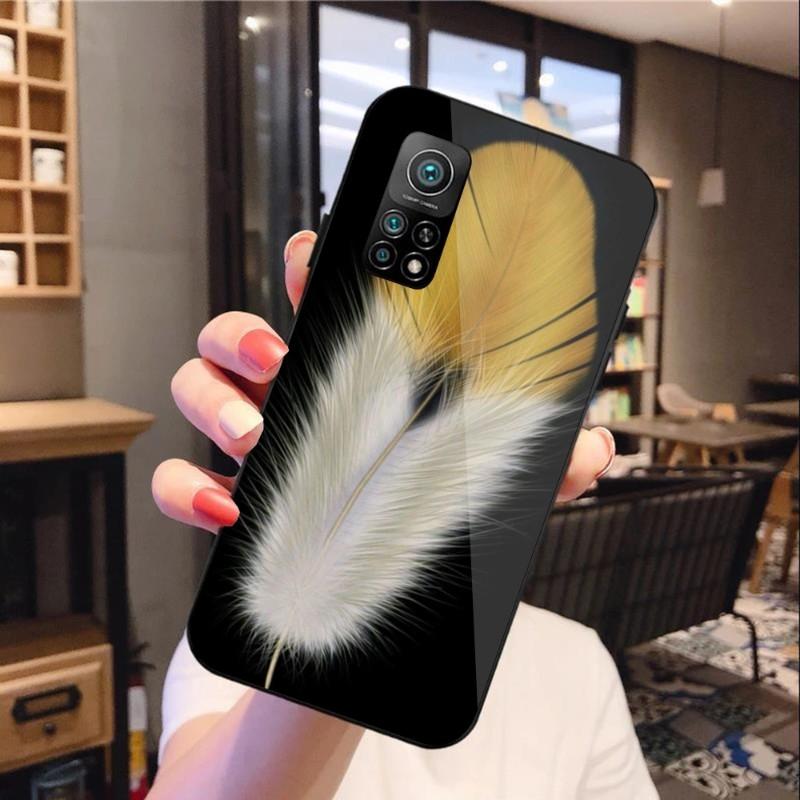 Magic Feather Phone Case For Xiaomi 12 11T 10 9 Redmi Note 11 10 10S Pro Redmi 9 9A 8 Black PC Glass Phone Cover