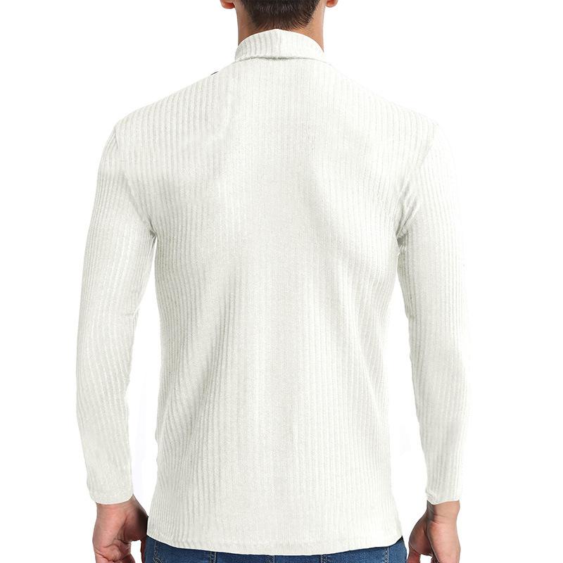 Men's Knitting Bottom Shirt Fashion High Neck Long Sleeve Fitting Versatile T-shirt Vintage Trendy Casual Wear Minimalist Fashion Breathable Shirt