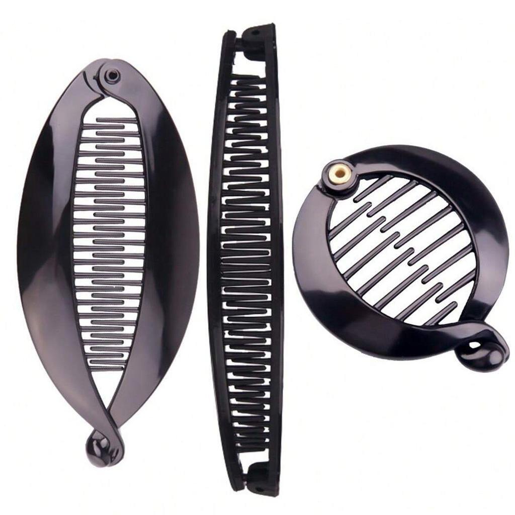 3Pcs/Set Fish Shape Hair Claws Clips Ponytail Holder for Women Girls Banana Clips Crabs Black Hair Styling Accessories