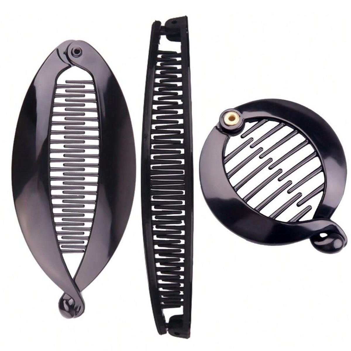 

3Pcs/Set Fish Shape Hair Claws Clips Ponytail Holder for Women Girls Banana Clips Crabs Black Hair Styling Accessories