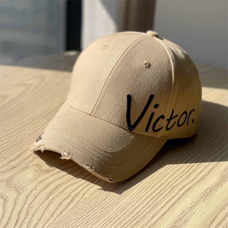 New Side Letter Embroidery Baseball Cap for Men and Women, Spring Korean Version, Casual, Face-slimming, Sun-shading, Hard-brimmed Cap