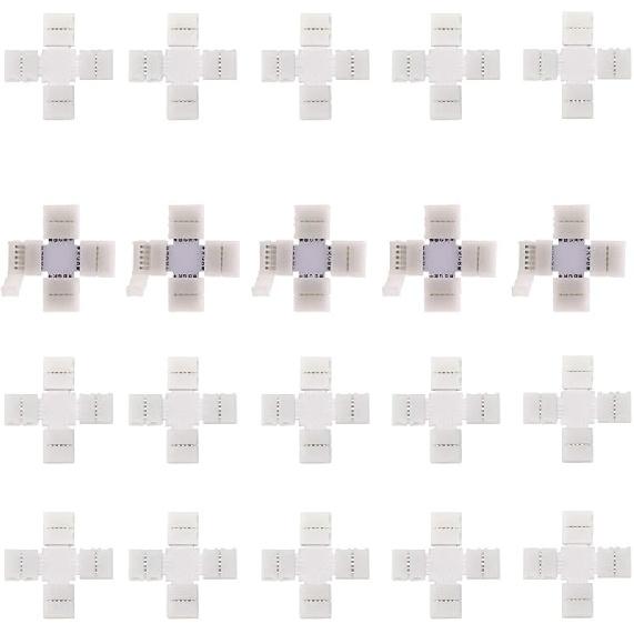 L Shape 5 Pins Connector 10mm Right Angle Corner Solderless Connector Clip for SMD 5050 RGBW RGBWW Fireproof Material 5 Conductor LED Strip Lights