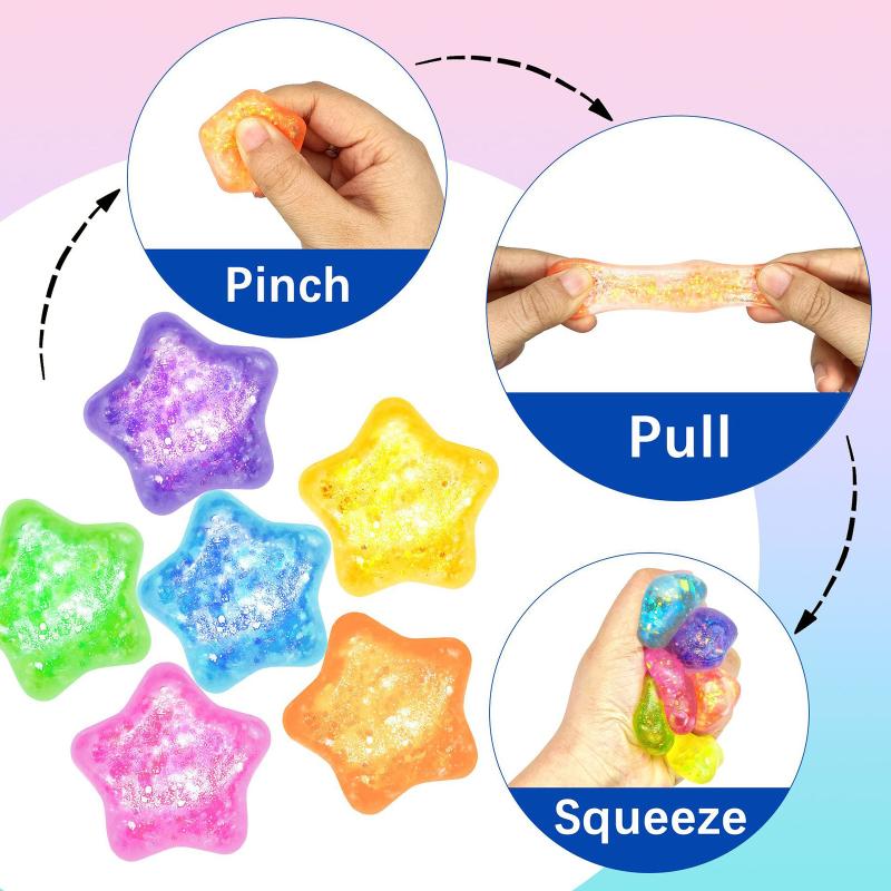 Glitter Star Maltose Squishy Toys Slow Rebound Funny Stretch Mini Stress Ball Squeeze Toys Stress Relief Decompression Toys