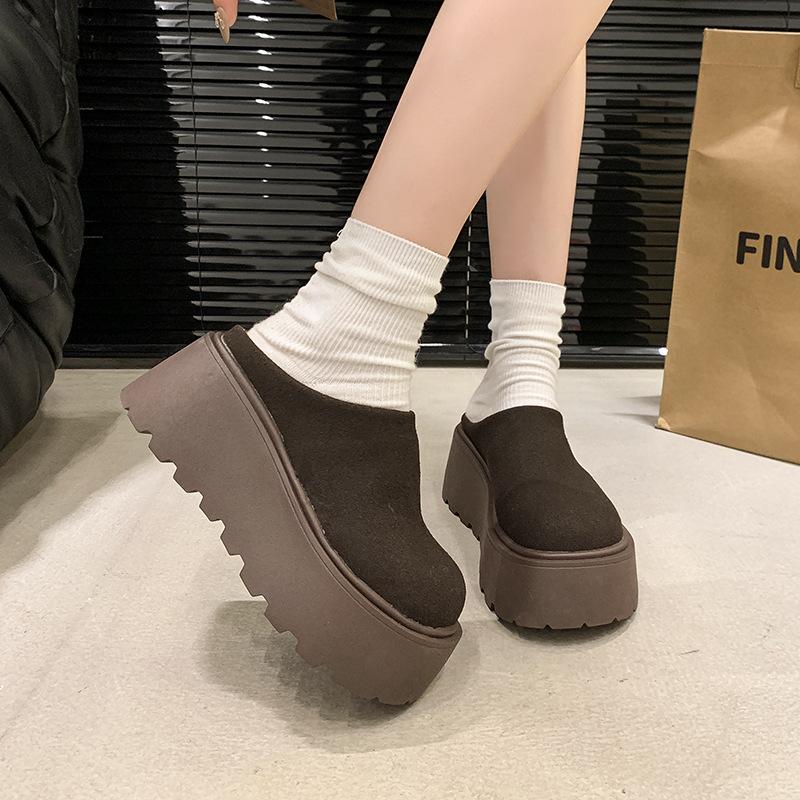 

Полусапожки женские зимние 2025 новые, на толстой подошве, с высокой платформой, с закрытым носком, матовые, ленивые, с маленьким подъемом, с большой головой, маффины 35